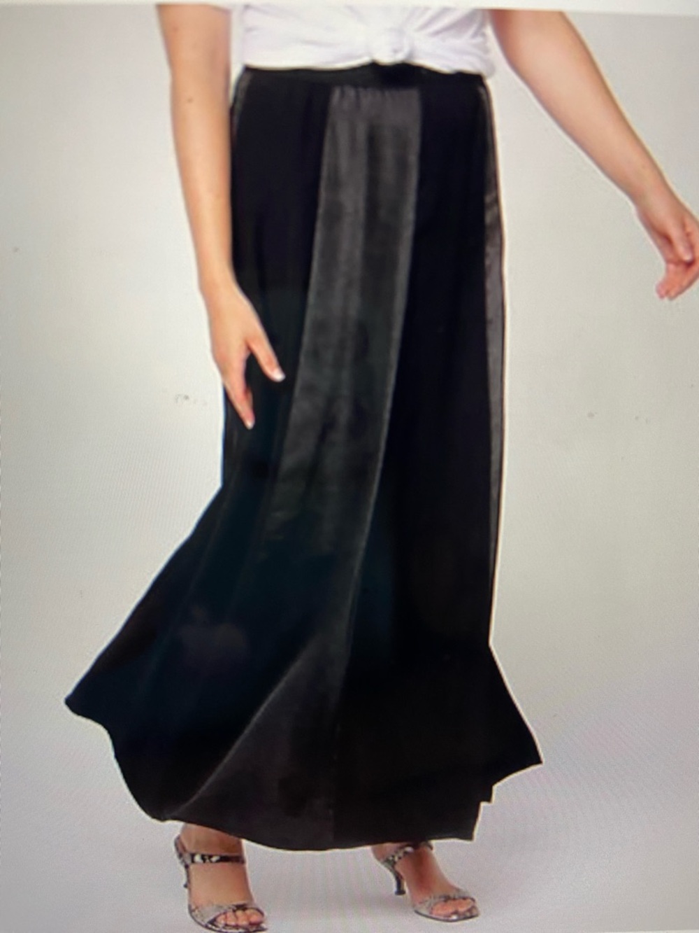 Peace Love World Black Label Petite Satin Maxi Skirt Black Petite Medium NWT